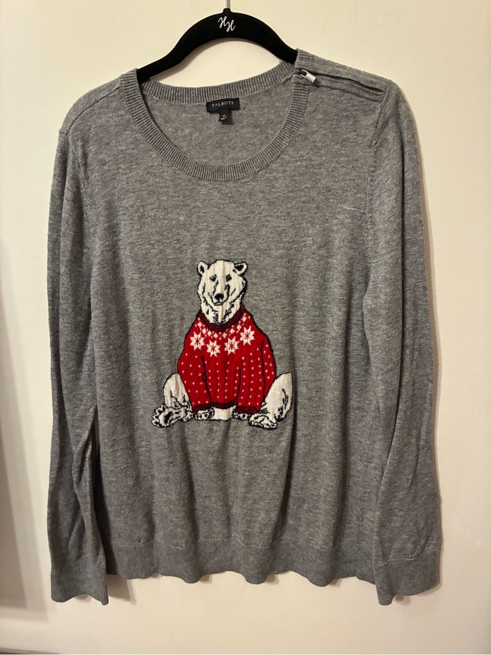 Talbots XL gray christmas sweater size XL